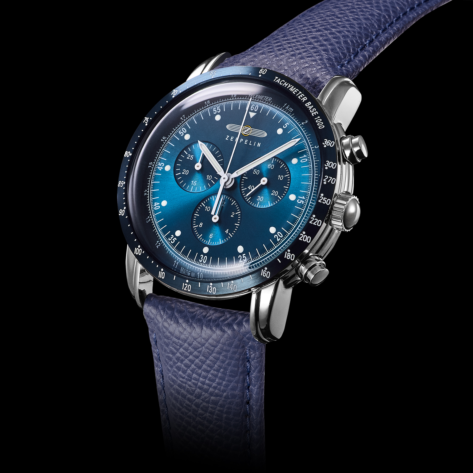 h*a様 ZEPPPELIN ネイビーレザー クロノグラフ 100 YEARS ZEPPELIN JAPAN LIMITED CHRONOGRAPH WEINHEIMER