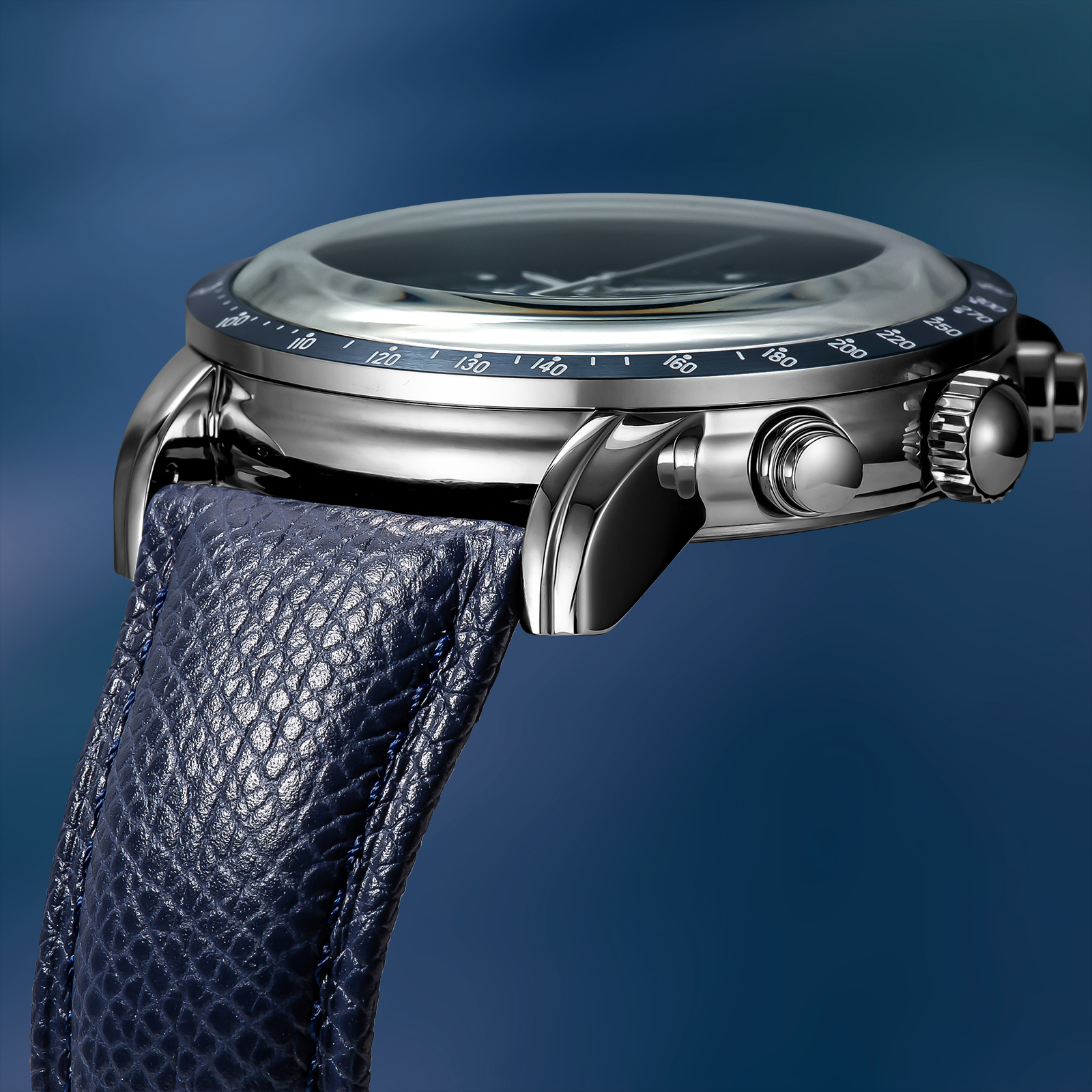 h*a様 ZEPPPELIN ネイビーレザー クロノグラフ 100 YEARS ZEPPELIN JAPAN LIMITED CHRONOGRAPH WEINHEIMER